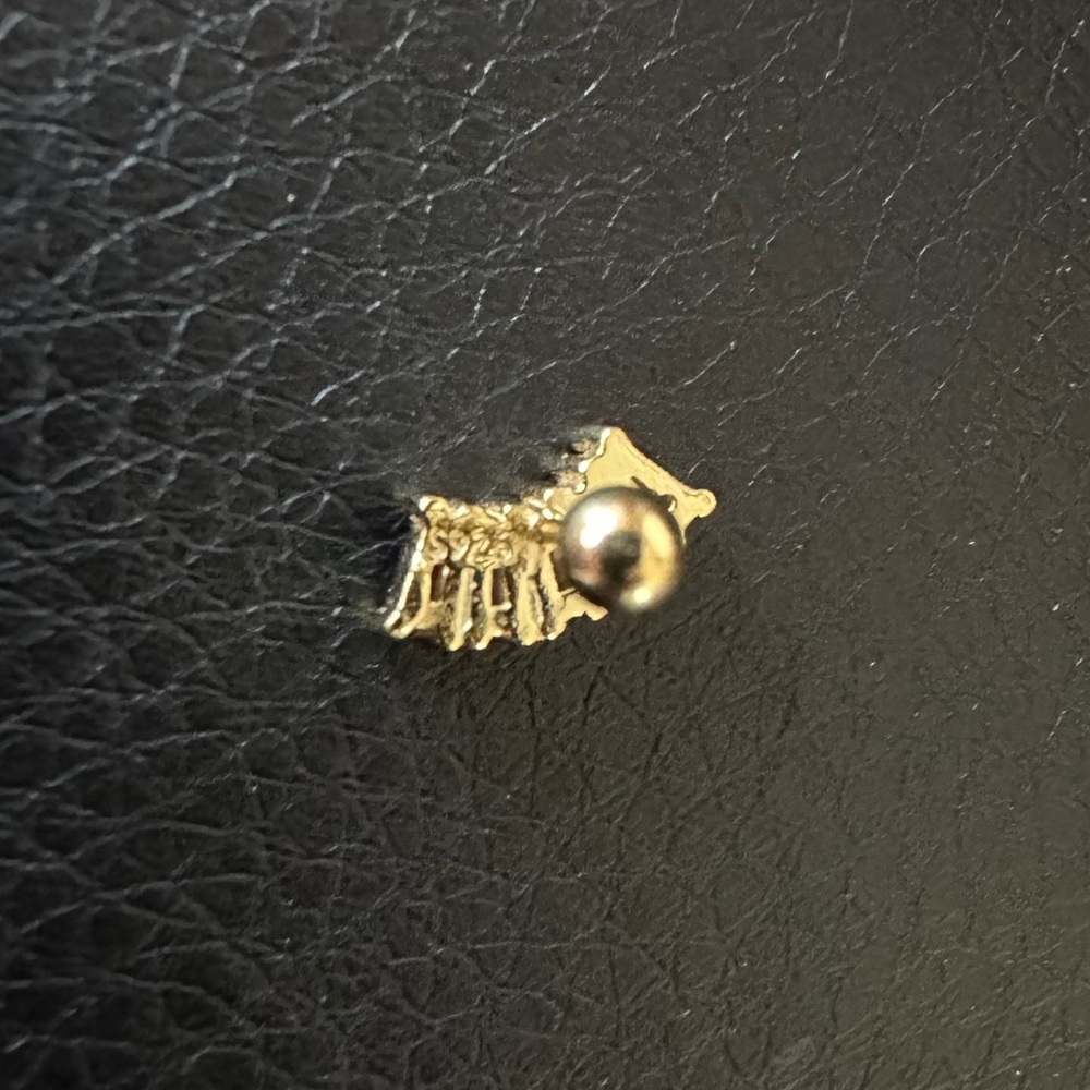 $79 NEW - Rainbow Crystal Ball back Nap Earring - gold plated Sterling Silver - Picture 5 of 5